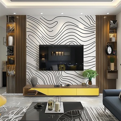 Съотношението на дължината на ТВ шкафа и фоновата стена на ТВ